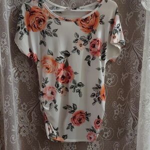 Top Fashion of New York Women's size M orange pink rose white floral top